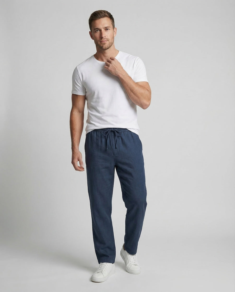Noah Linen Trousers with Drawstring Waist