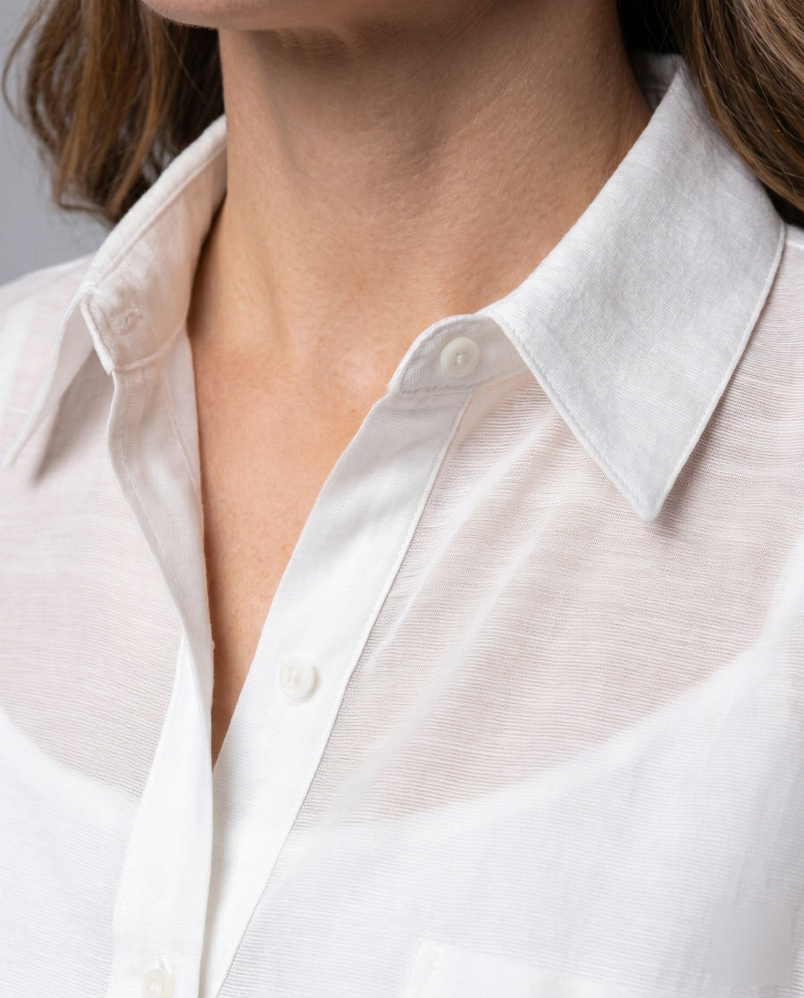 Noelle Airy Linen Blouse with Chest Pocket