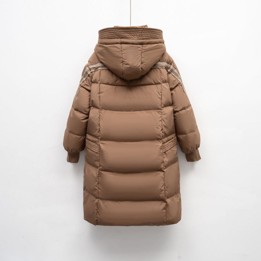 Noelle Coat with Pockets and Hood in Khaki