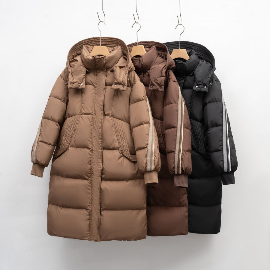 Noelle Coat with Pockets and Hood in Khaki