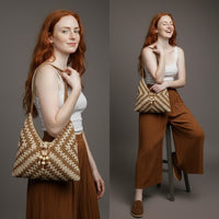 Noelle Crochet Carryall in Sienna Brown