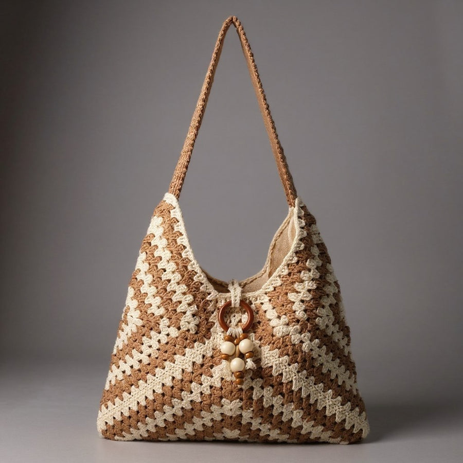 Noelle Crochet Carryall in Sienna Brown