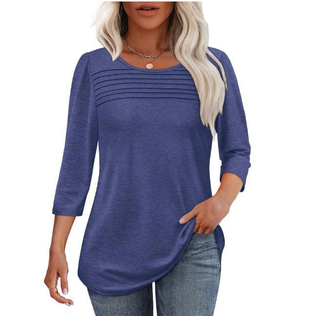 Noelle Elegant Top in Navy