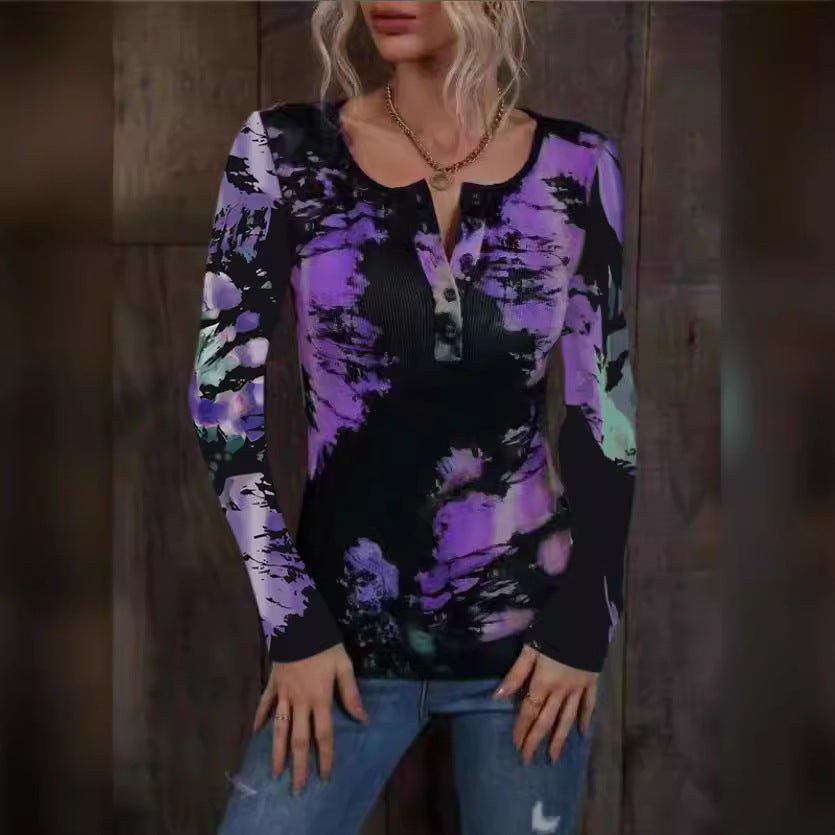 Noelle Shirt with Long Sleeve in Dark Purple