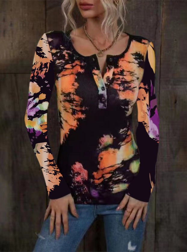 Noelle Shirt with Long Sleeve in Orange