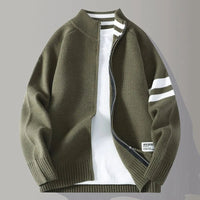 Nolan Knit Zip Sweater in Army Green
