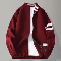 Nolan Knit Zip Sweater in Maroon