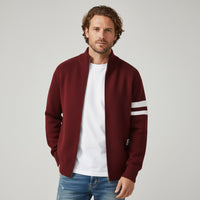 Nolan Knit Zip Sweater in Maroon