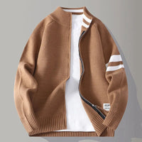 Nolan Knit Zip Sweater in Sienna Brown