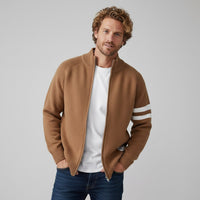 Nolan Knit Zip Sweater in Sienna Brown