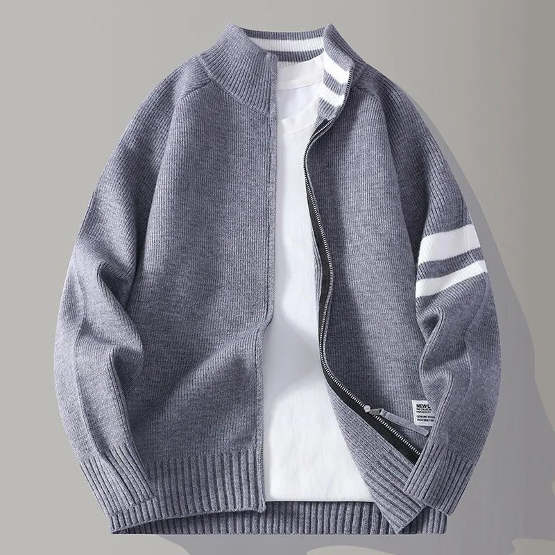Nolan Knit Zip Sweater in Slate Gray