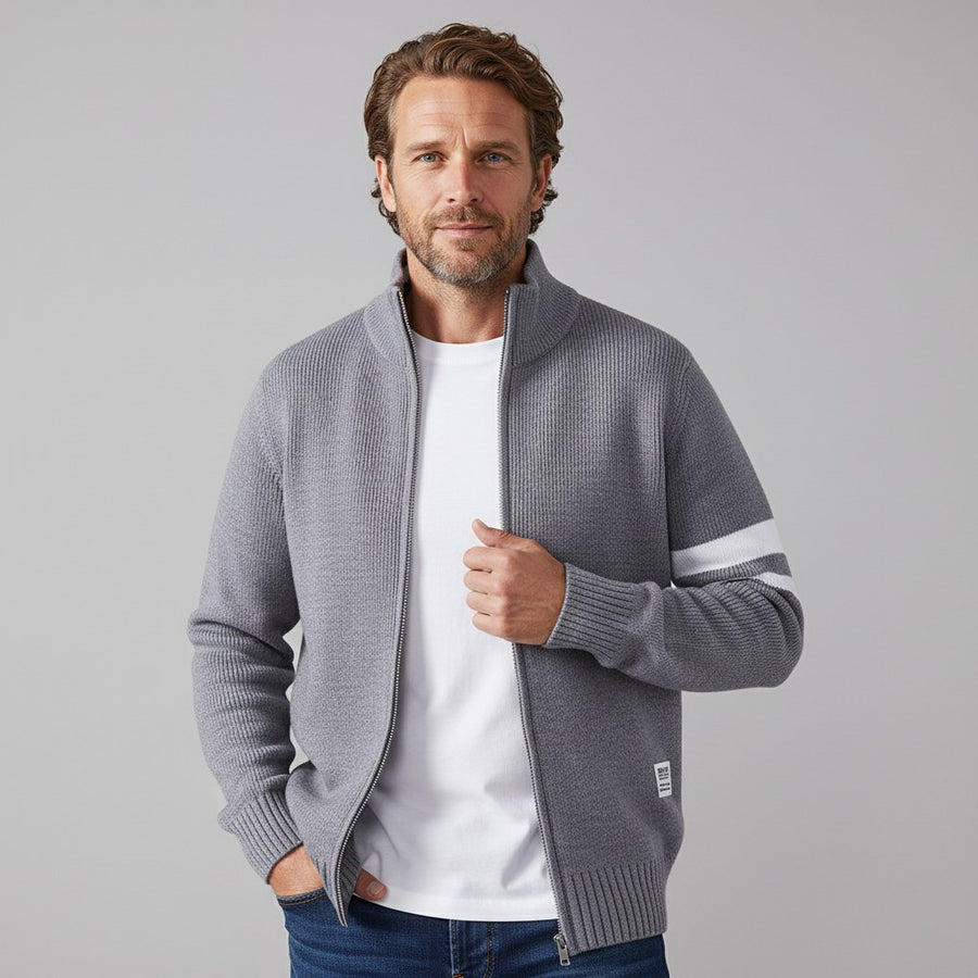 Nolan Knit Zip Sweater in Slate Gray