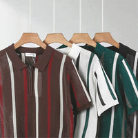 Nolan Open Knit Polo in Pearl