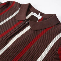 Nolan Open Knit Polo in Sienna Brown