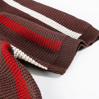 Nolan Open Knit Polo in Sienna Brown
