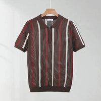 Nolan Open Knit Polo in Sienna Brown