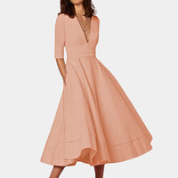 Nora Classic Midi A-Line Dress in Pink