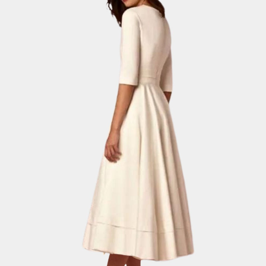 Nora Classic Midi A-Line Dress in Red wine