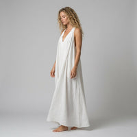 Nora Crinkle Halter Maxi Dress in Ivory