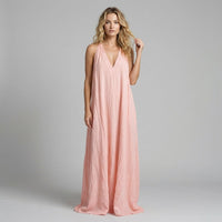 Nora Crinkle Halter Maxi Dress in Rose