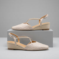 Nora Crossover Slingback Flat in Beige