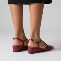 Nora Crossover Slingback Flat in Cabernet