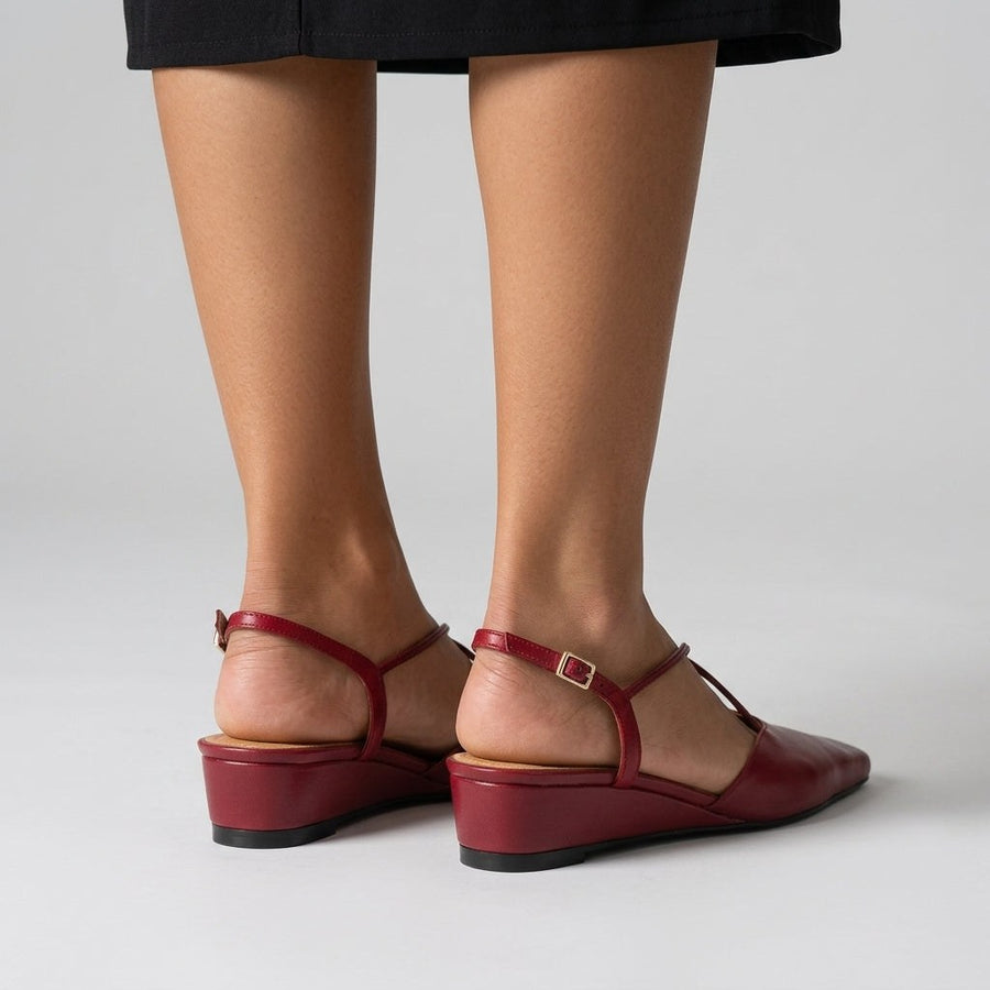 Nora Crossover Slingback Flat in Cabernet