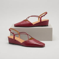 Nora Crossover Slingback Flat in Cabernet