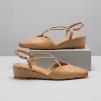 Nora Crossover Slingback Flat in Sienna Brown