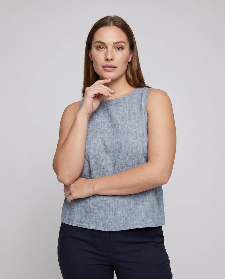 Nora Elegant Linen Top with V-Neck