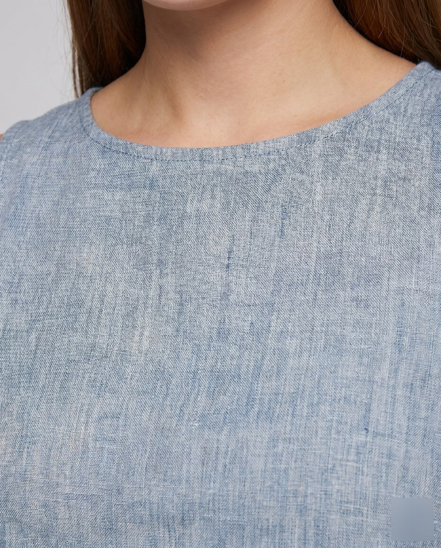Nora Elegant Linen Top with V-Neck