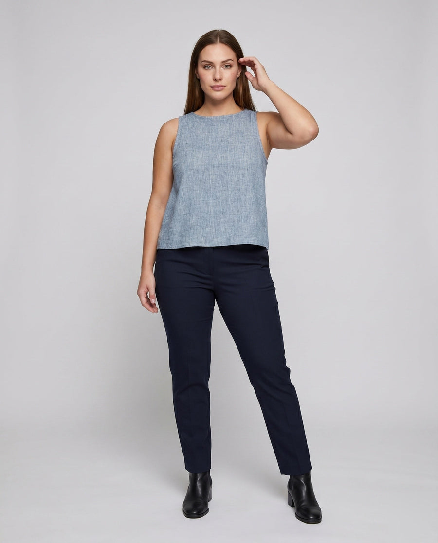 Nora Elegant Linen Top with V-Neck