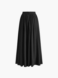 Nora Women's High Waist Pleated Linen Maxi Skirt Casual in Green