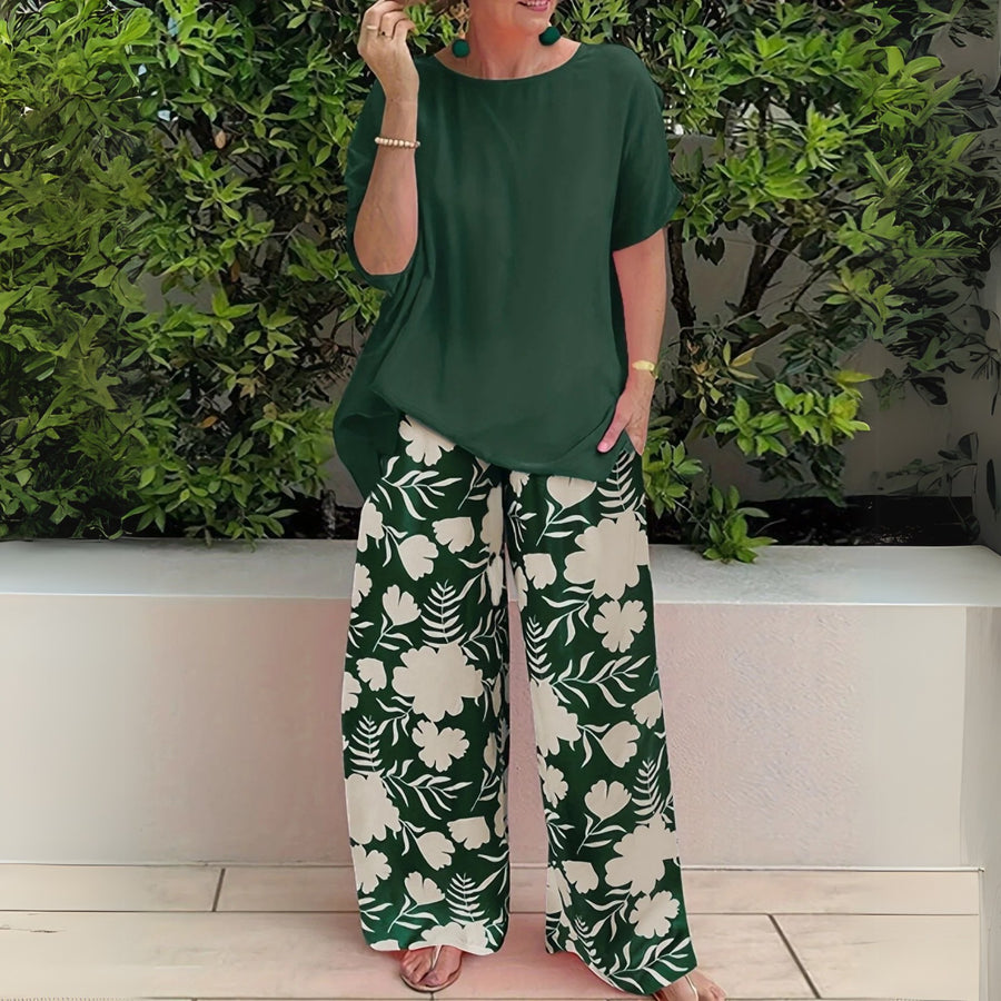 Nora™ Elegant Two-Piece Set in Forest Green