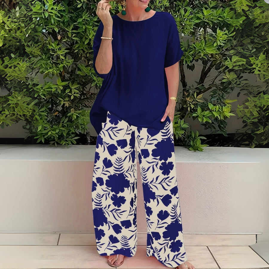 Nora™ Elegant Two-Piece Set in Navy Blue