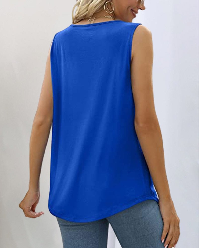 Nora™ Sleeveless Top with Square Neckline in Green