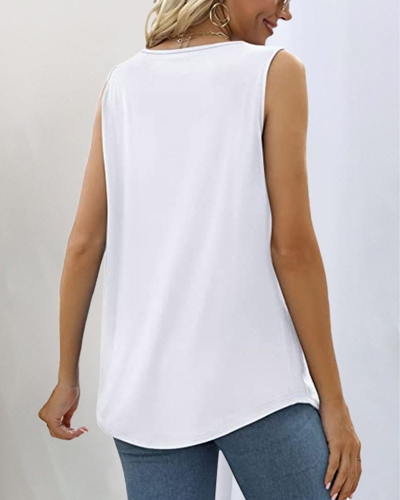 Nora™ Sleeveless Top with Square Neckline in Green