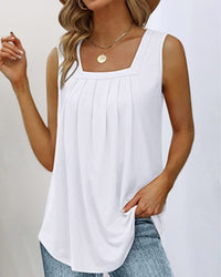 Nora™ Sleeveless Top with Square Neckline in White