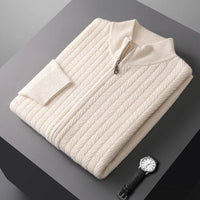 Norman Cable Knit Merino Sweater in Beige