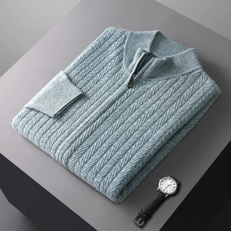 Norman Cable Knit Merino Sweater in Mint
