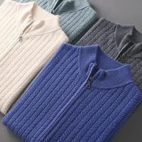 Norman Cable Knit Merino Sweater in Slate Gray