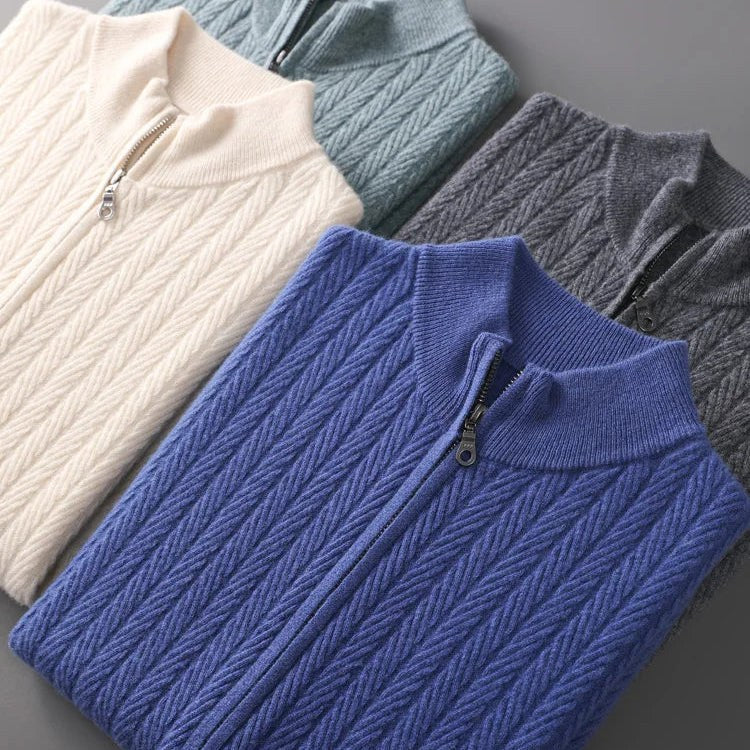 Norman Cable Knit Merino Sweater in Slate Gray
