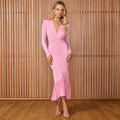 Nova Elegant Maxi Dress with V-Neck and Ruffles