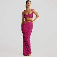 Nova Elegant Wrap Dress with Ruffles and Fitted in Fuchsia