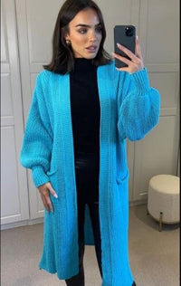 Nova Knit Coat with Pockets in Blue