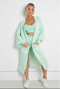 Nova Knit Coat with Pockets in Light Green
