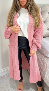 Nova Knit Coat with Pockets in Pink