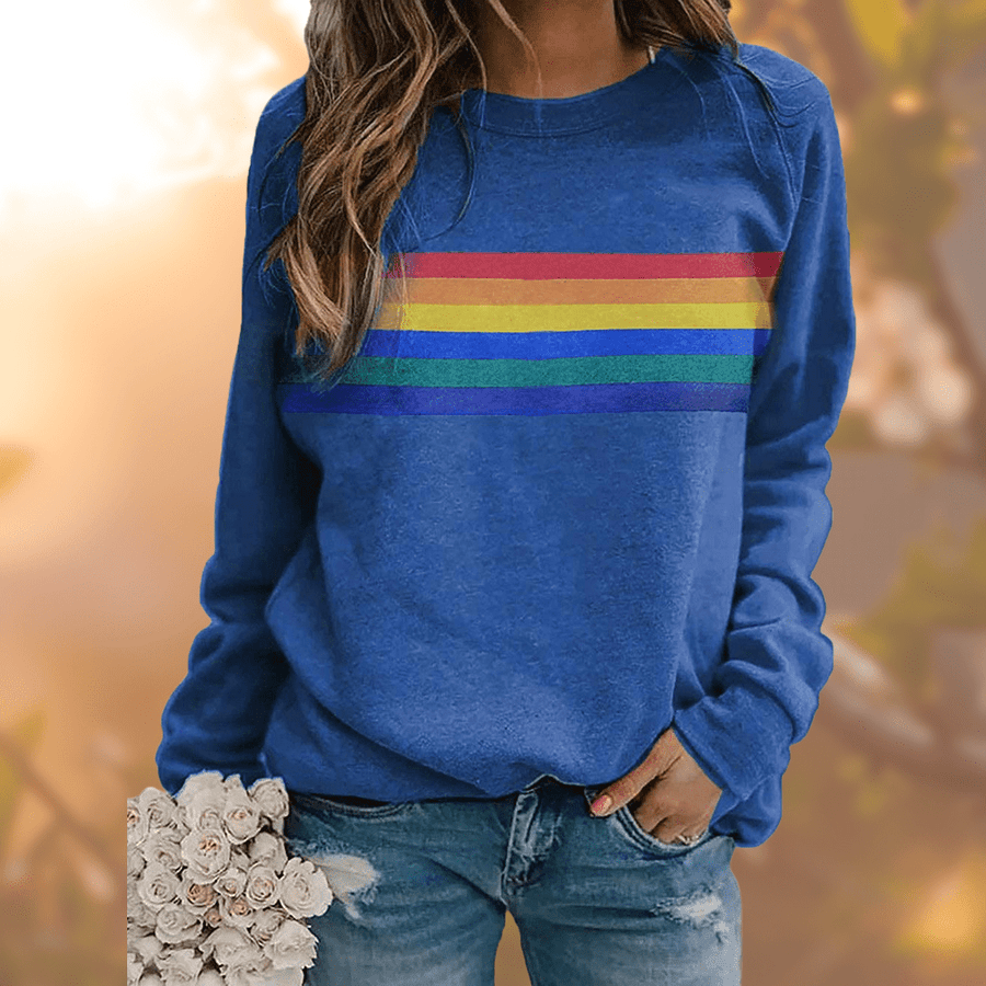 Emma | Women's Winter Rainbow Stripe Loungewear Sweatshirt