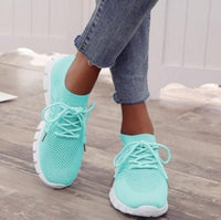 Nova Women's Lightweight Knit Lace-Up Sneakers in Green