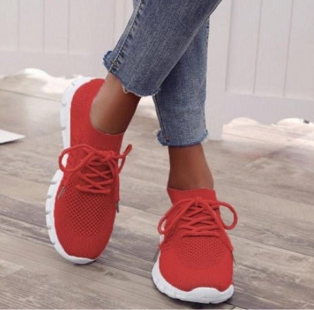 Nova Women's Lightweight Knit Lace-Up Sneakers in Red